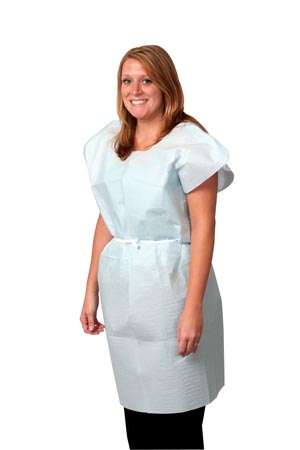 Gown Tissue/Poly/Tissue Fabrisoft Blue Traditional Front/ Back Opening 30" x 42" (50/CS 110CS/PLT) by Pro Advantage  ID P750033
